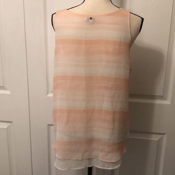 NWOT Calvin Klein Jeans Womens Scoop Neck Layered Tank, XL, Peachy Pinkish Cream - Picture 4 of 7